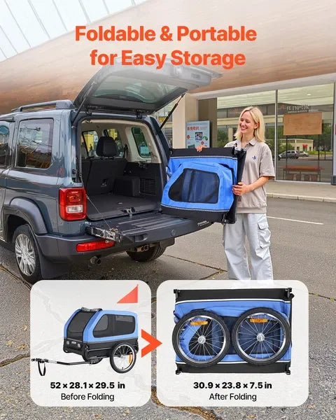 Dog Bike Trailer, Supports up to 88 lbs, Pet Cart Bicycle Carrier for Small & Large Dogs, Easy Folding Frame with Quick