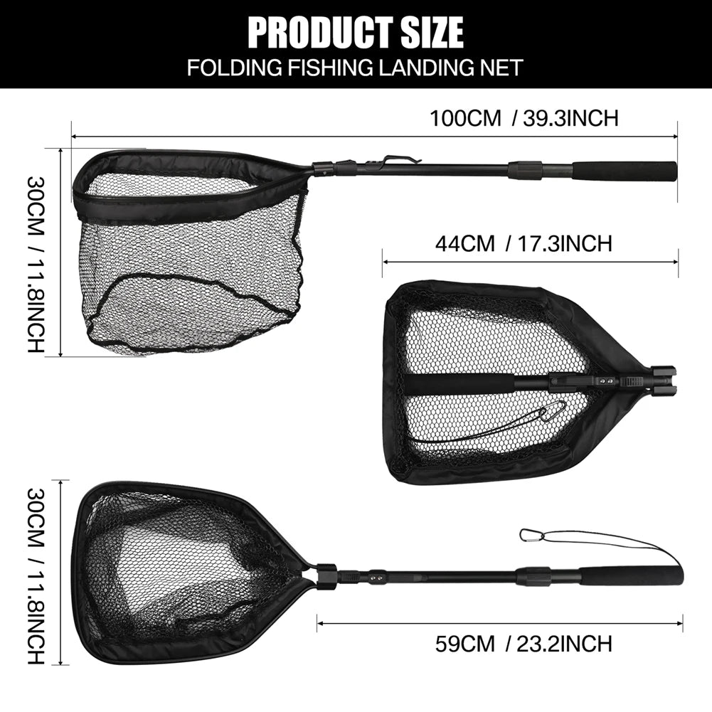 Floating Fishing Net Telescopic & Foldable Fish-Friendly for Salmon Fly Catfish Bass Trout Landing Net Easy Catch & Release