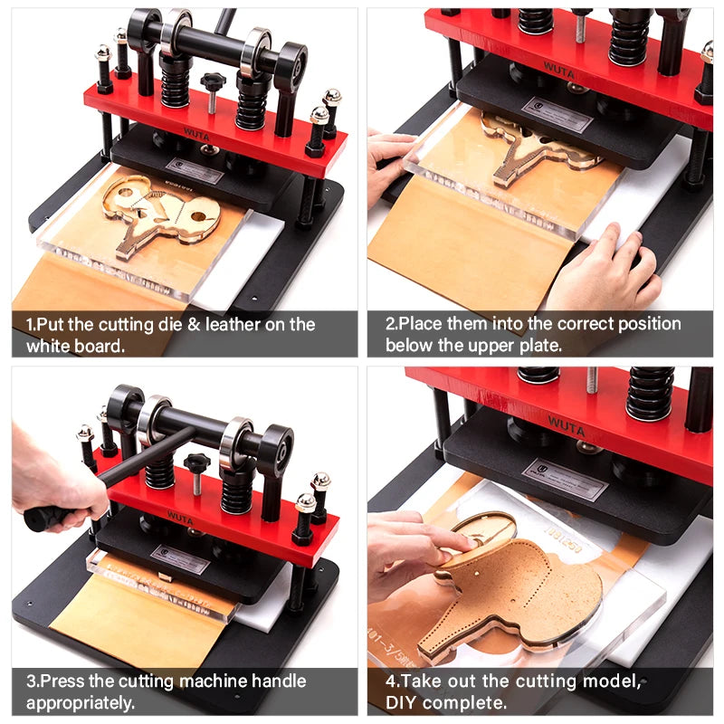 WUTA Pro Leather Cutting Machine Manual Die Cutter Embossing Shaping Tools Hand Press Mold DIY Punching Fabric Paper (Size L)