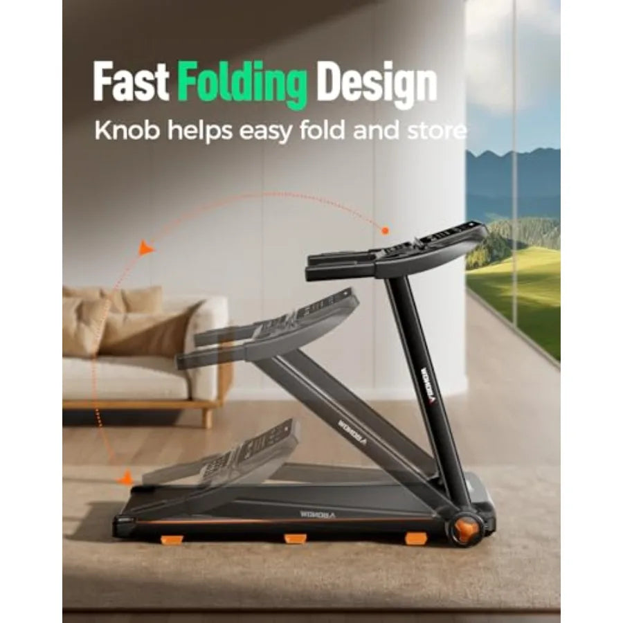 Folding Treadmills for Home with Incline 3.0HP Quiet Brushless Portable Fitness Running Walking Exercise Treadmill with LED Dis