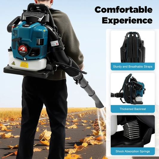 Petrol Backpack Leaf Blower 75.6cc 4-Stroke Engine A Powerful Sweeper Machine And Cordless Garden Tool For Snow Cleaning