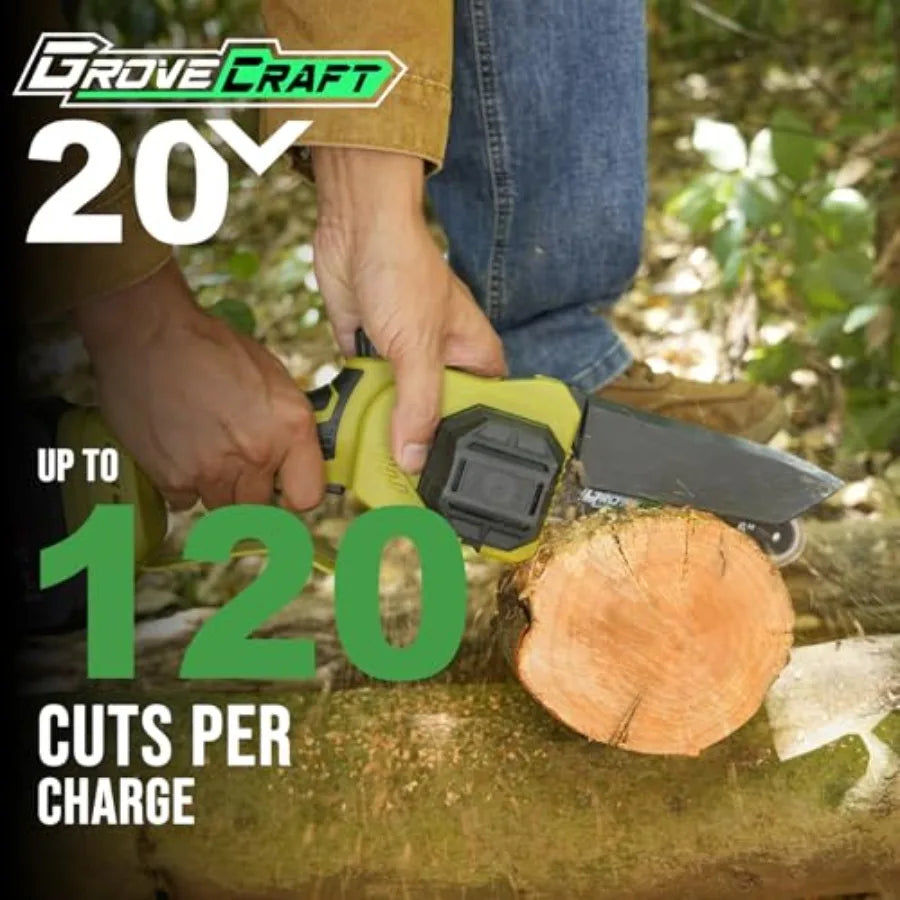 2-IN-1 Cordless Pole Saw and Mini Chainsaw Two 4.0Ah Battery Powered 6 Inch Electric Pole Chainsaw 15Ft MAX Reach Pole Saw for