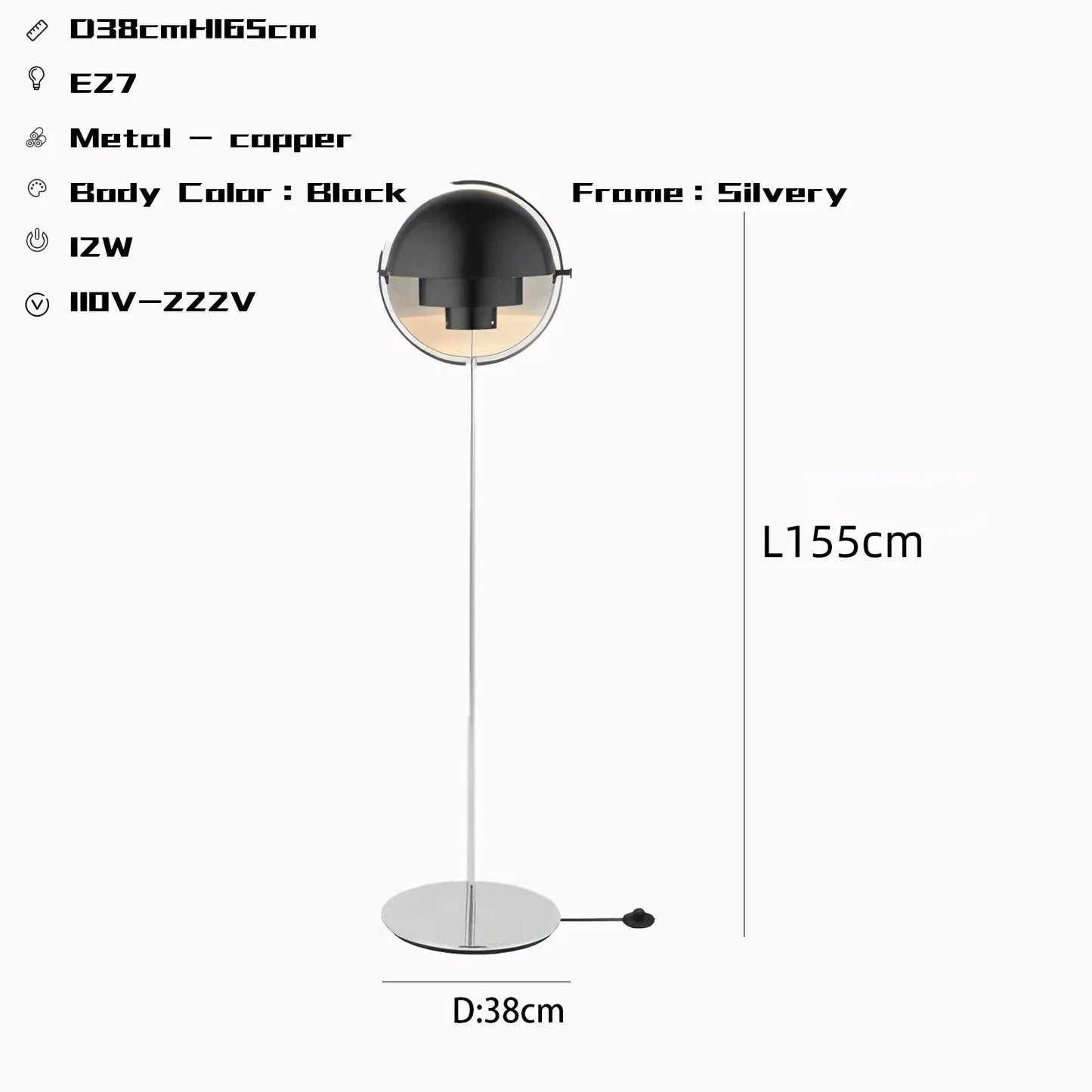 Modern Gubi Floor Lamps for Living Room Home Decor Designer Black Gold Metal Standing Lights Bedroom