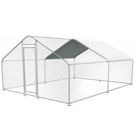 9.84x13.12x6.56FT Large Chicken Coop Lockable Walk-in Poultry Cage with Cover Spire Roof for Outdoor and Yard Farm Use