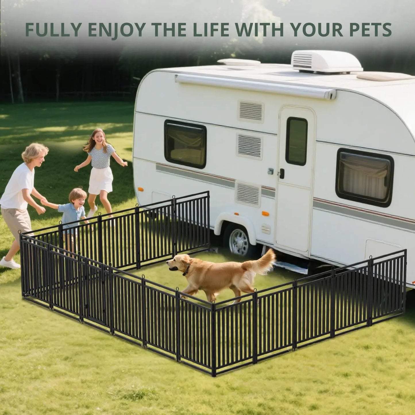 40-Inch Height 16-Panel Metal Dog Playpen for Large Medium Small Dogs, Indoor Outdoor Yard Camping RV Use