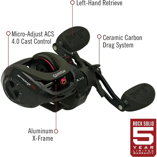 Large EVA Handle Knobs and Continuous AntiReverse Clutch for Smoke Baitcast Fishing Reel Size 100 with 10+1 Bearings Ideal for