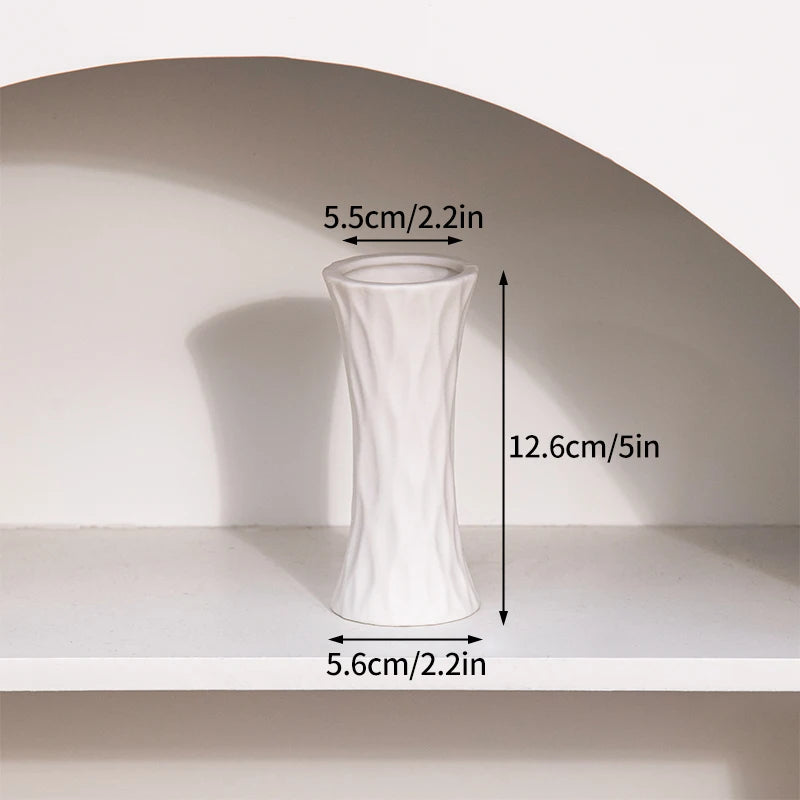 White Ceramic Vases Decorative Pottery Vase Dried Arrangement Flower Bottle Vases Decoration Home Room Decor Modern Decor Vases