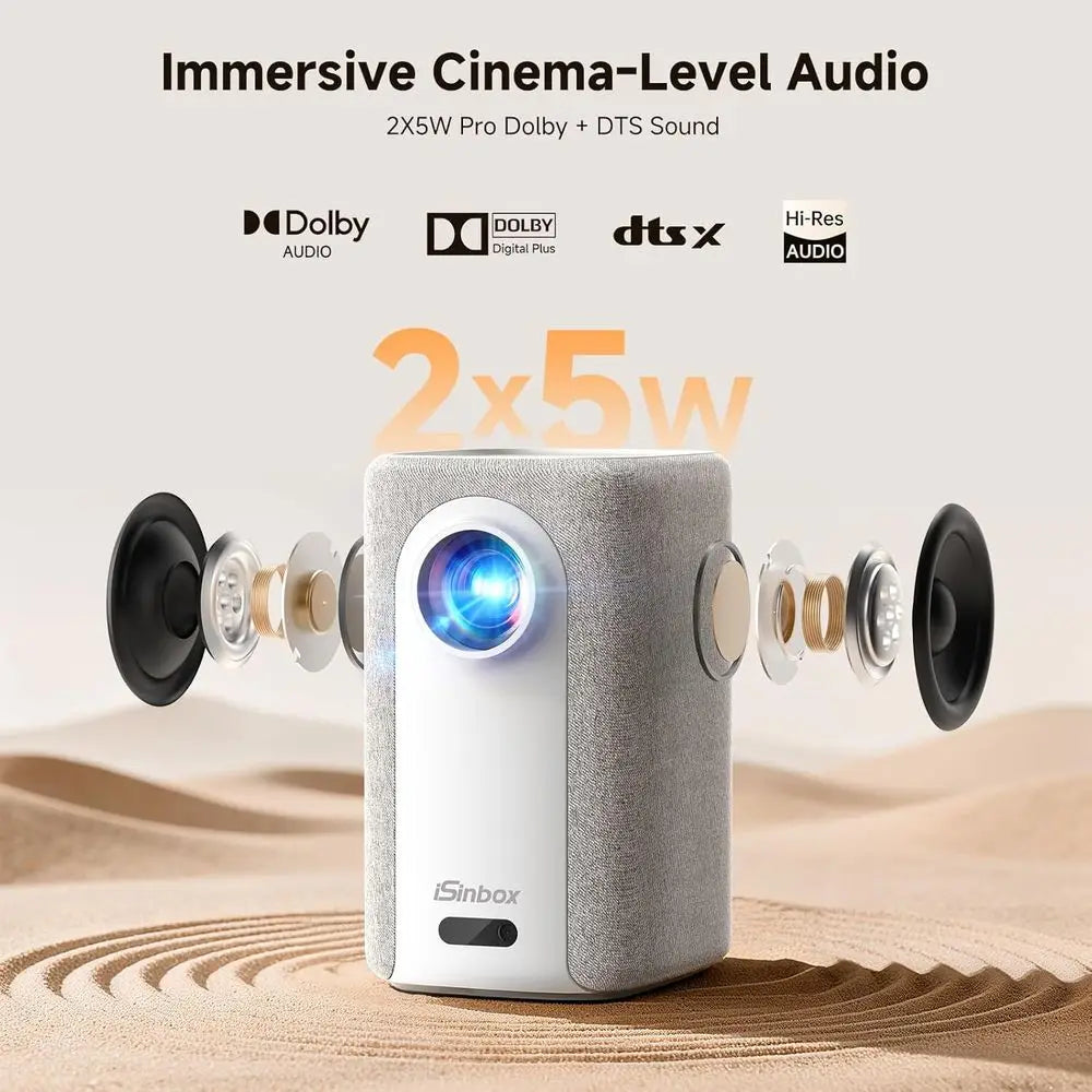 4K Outdoor Projector, 1200 ANSI Lumens, Built-in Apps, Wii & Bluetooth, Auto Projection, Dual-e Stand, Smart Portable with Netfl