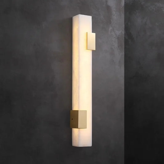 Simple All Copper Long Marble Wall Lamp Aisle Staircase Bedroom Headboard Background LED Wall Light Fixture Indoor Decor Lustre