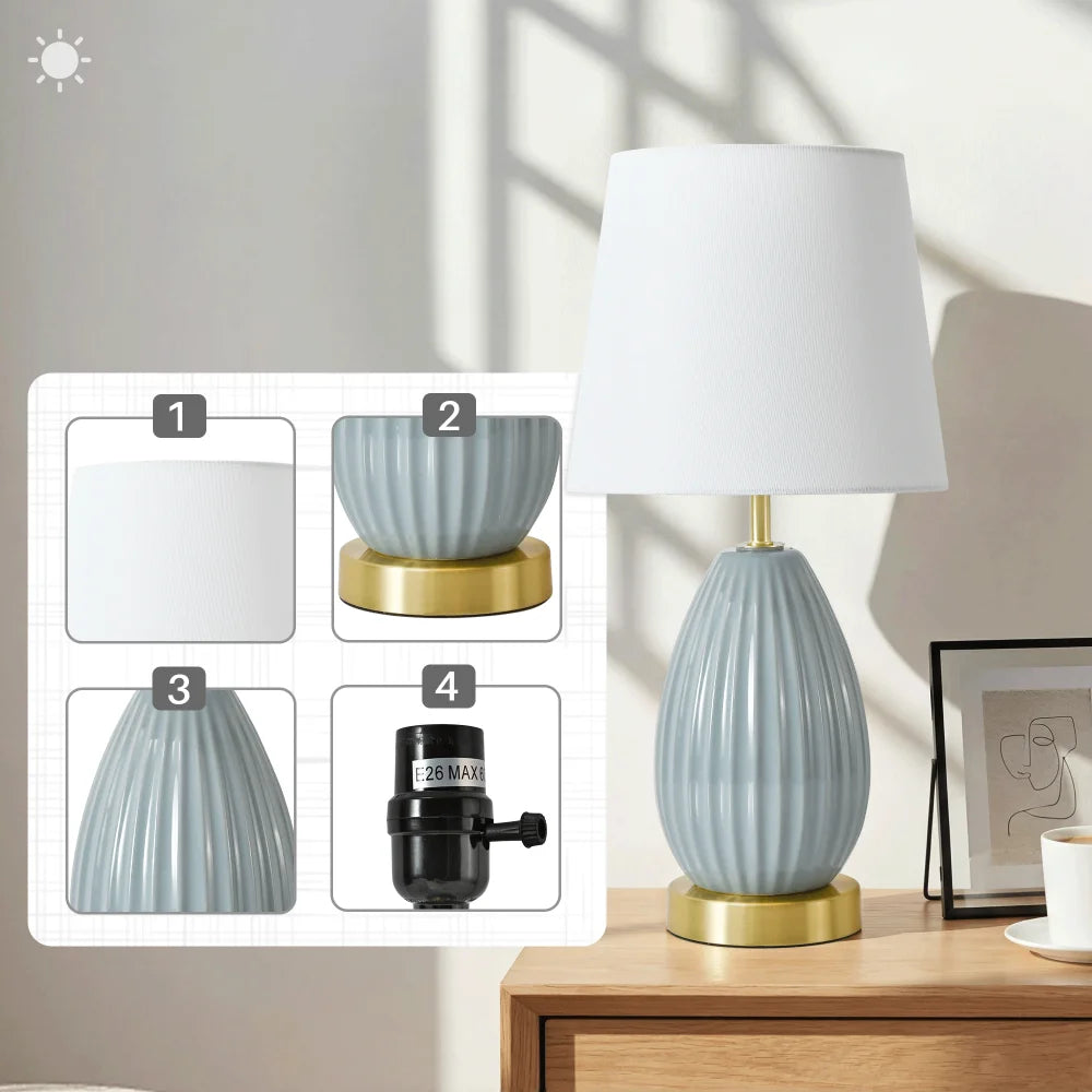 18-Inch Table Lamp with E26 Black Bakelite Socket, 60W Max (Bulb Excluded), Rotary Switch, Antique Brass & Light Blue Finish