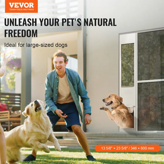 Dog Door for Sliding Glass Door 75 7/8-80 11/16 Adjustable Height Aluminum Frame Pet Door for Large Dogs