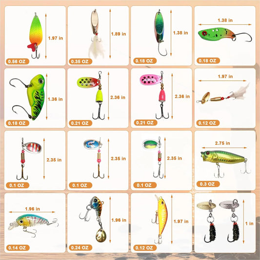 322-Piece Fishing Lure Set with Tackle Box, Soft Baits, Hooks & Weights for Bass Fishing