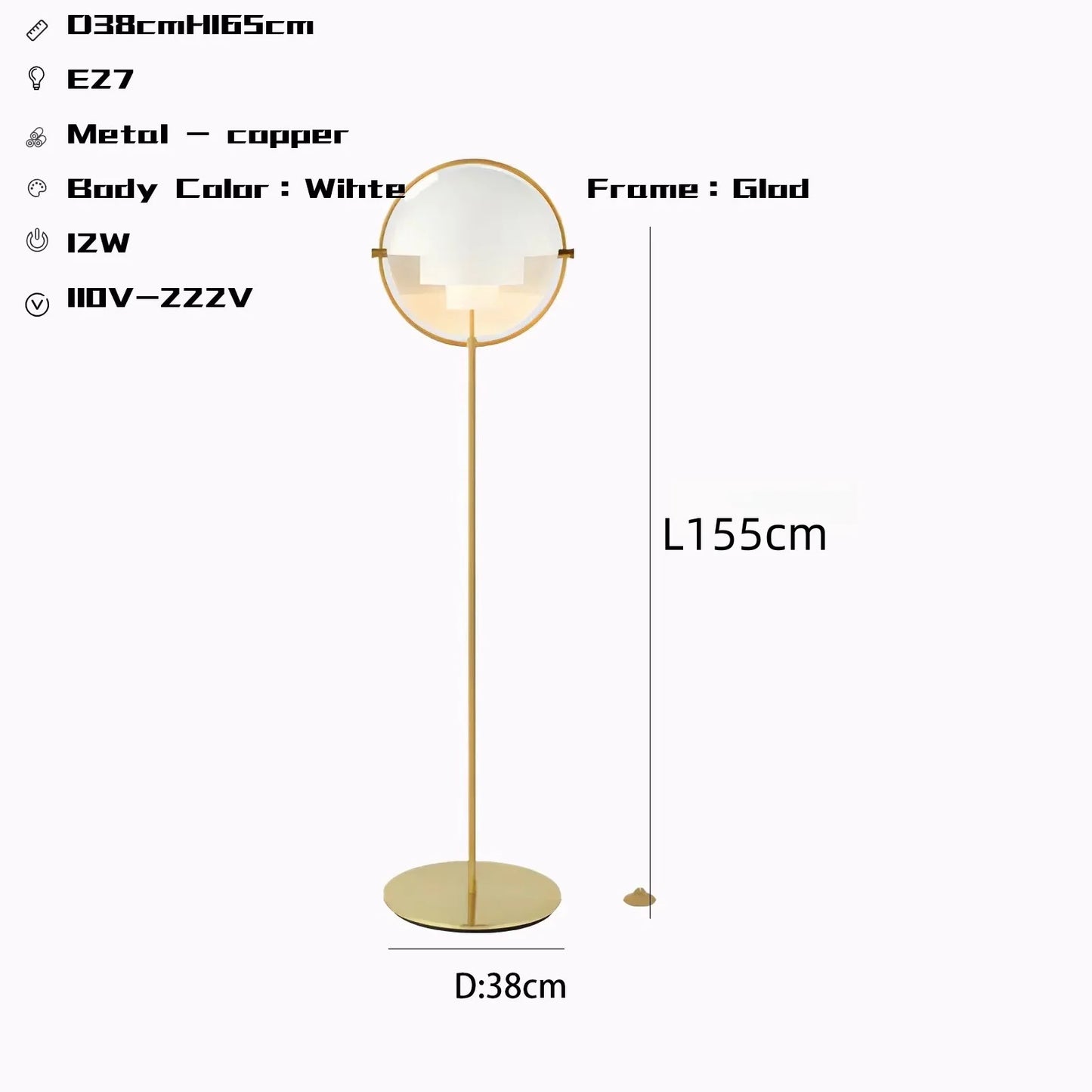 Modern Gubi Floor Lamps for Living Room Home Decor Designer Black Gold Metal Standing Lights Bedroom