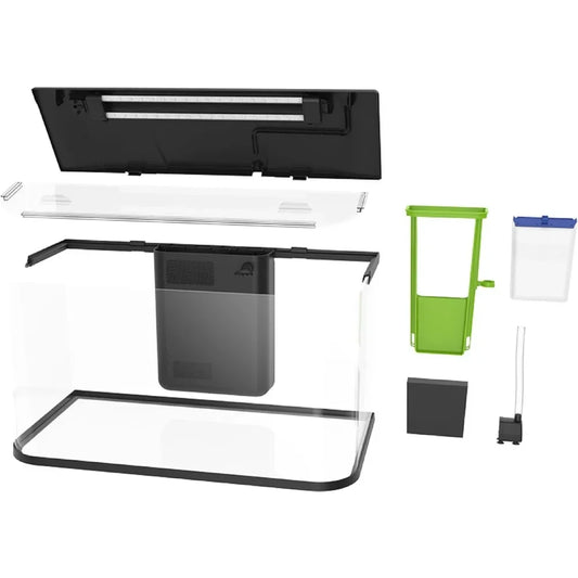 20 Gallon Glass Aquarium Kit with LED Lighting and Built in Filtration Ideal for Beginners and Experts Curved Seamless Design