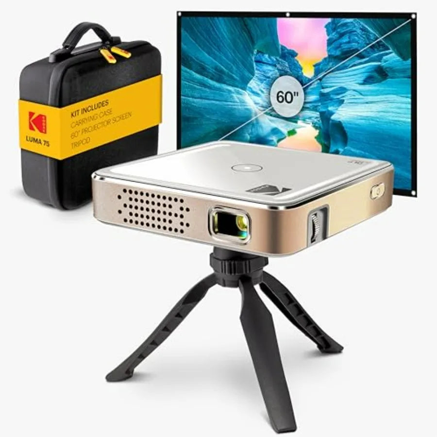 Luma 75 Complete Kit Ultra Mini DLP Pocket Projector with Case Tripod 60 Screen Rechargeable Battery Built-in Speaker HDMI USB