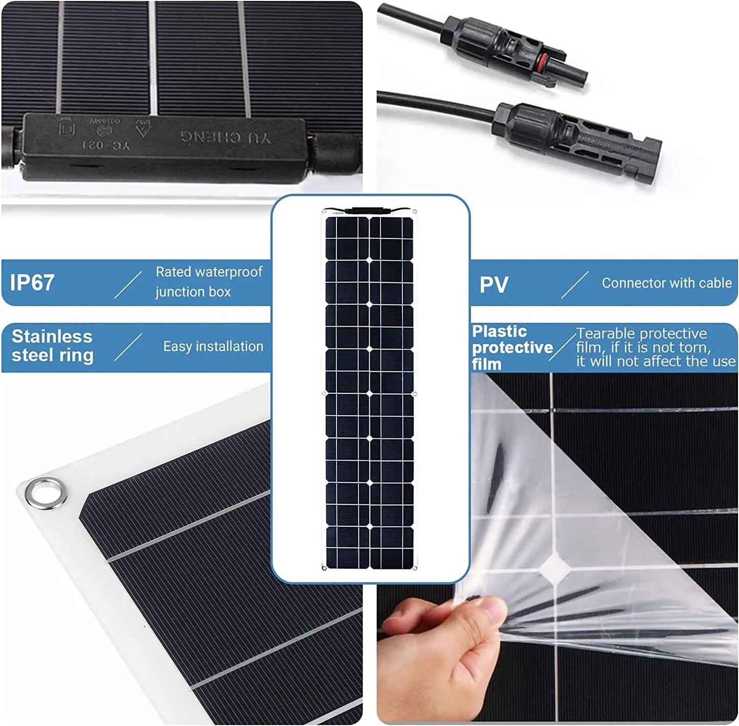 400 Watt Flexible Solar Panel for RV, 2 × 200 Watt 12 Volt Solar Power Panel Kit with 40A Solar Charge Controller, Customized