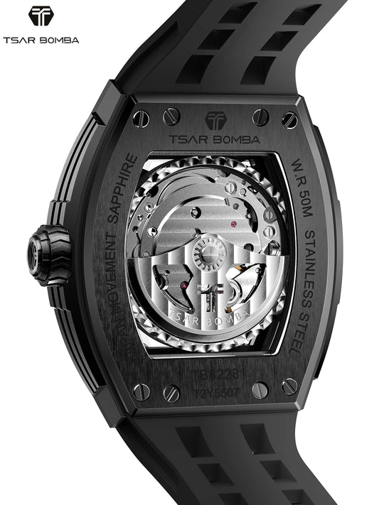 TSAR BOMBA Men Quartz Watch Stainless Steel 50M Waterproof Date Luminous Business Elegant Durable Wristwatch Gift for Him Daily