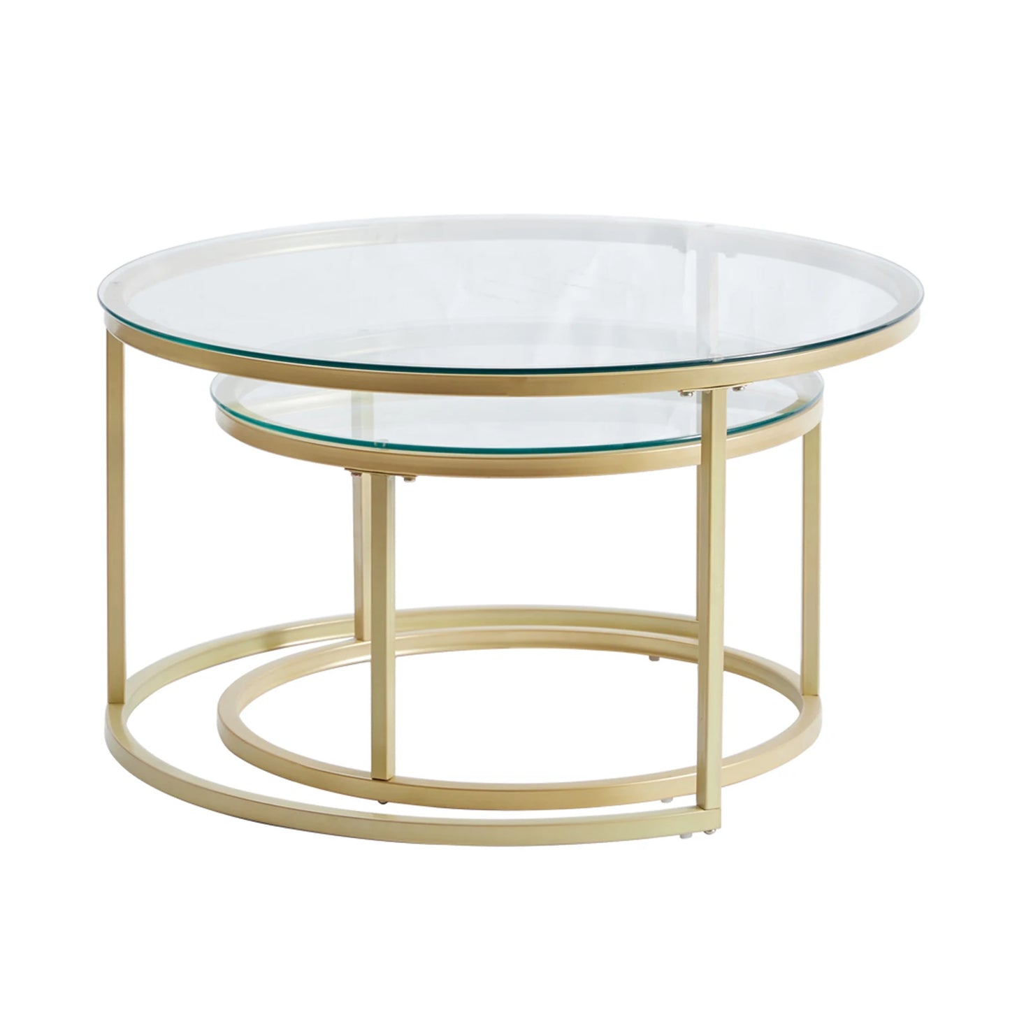 EGOONM 2 in 1 Iron Coffee Table Fashion Small Apartment Living Room Coffee Table Tempered Glass Round Sofa Side Coffee Table