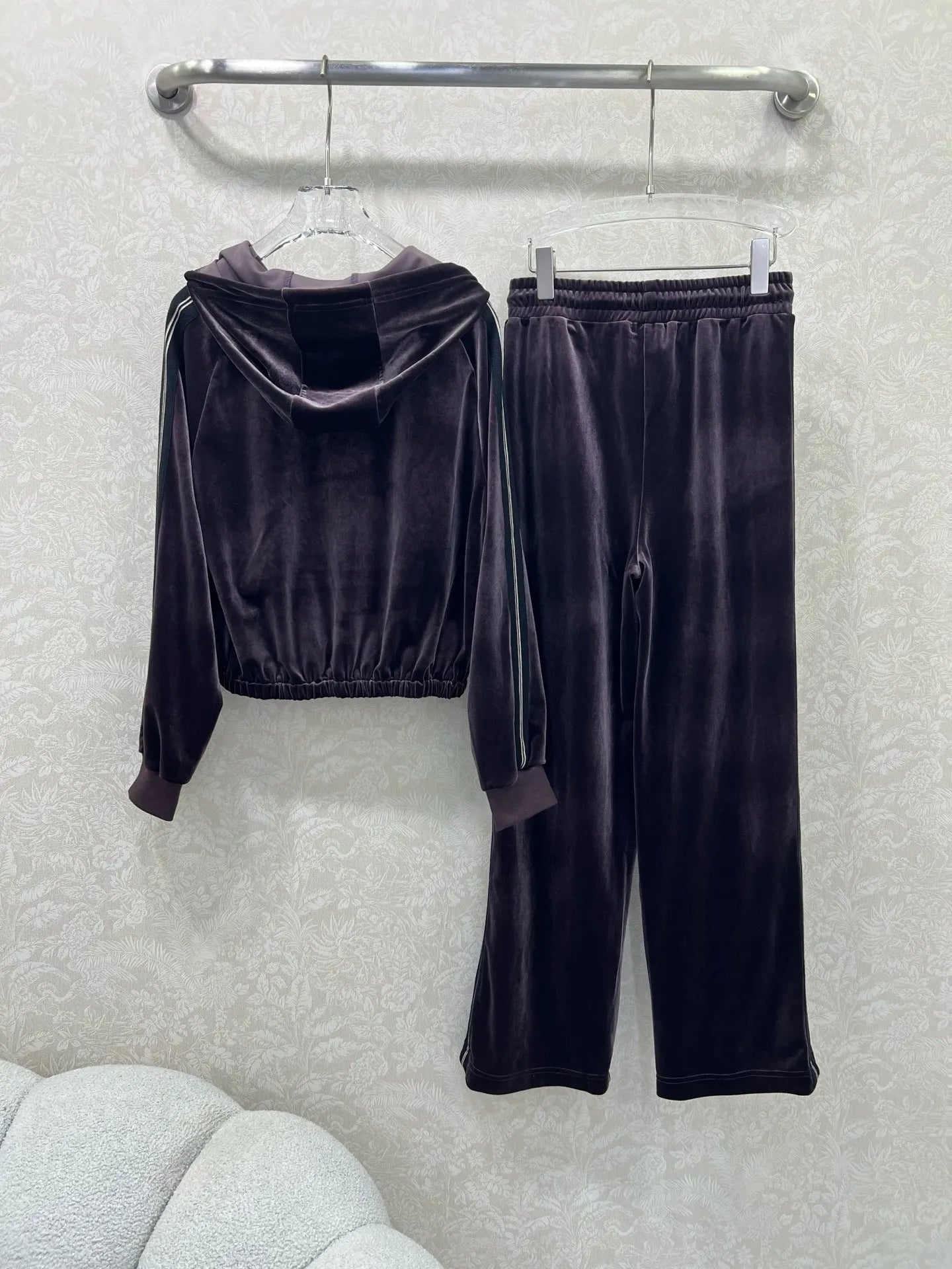 High Quality Autumn Winter Women's Casual Fashion Solid Velvet Set Hooded Hoodie Loose Pants J024Q