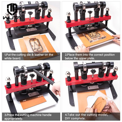 WUTA Manual Leather Die Cutting Machine Hand Pressing Cutter Embossing Shaping Mold Tools DIY Punching Fabric Paper (Size S)