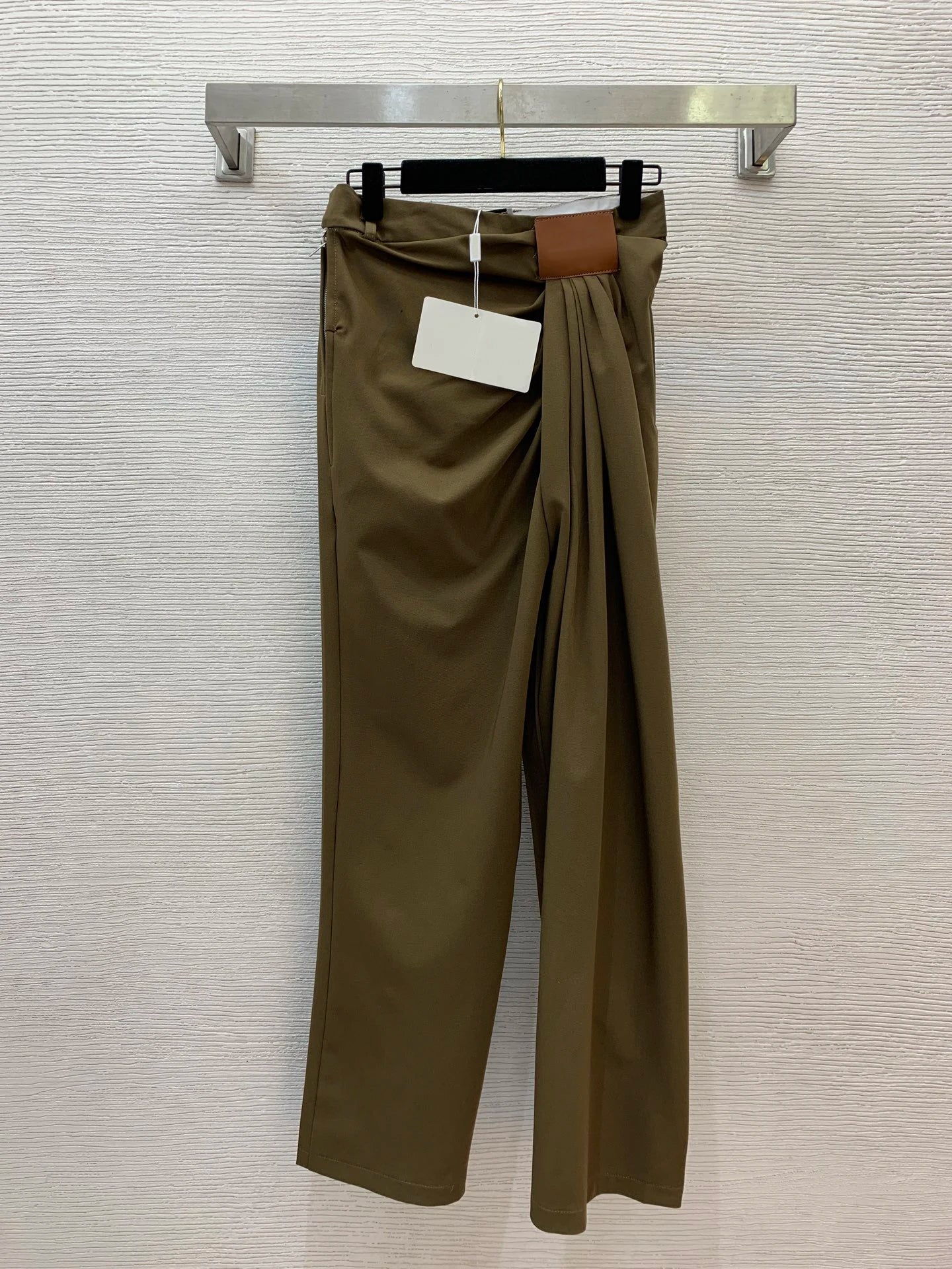 2025 New Fashionable Personalized Pinched Leather Brand Side Zipper Fashionable Versatile Casual Pants