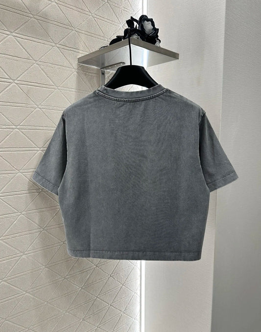 2025 New 100% Cotton Scrambled Colour Washed Heavy Duty Rhinestone Short Top 270