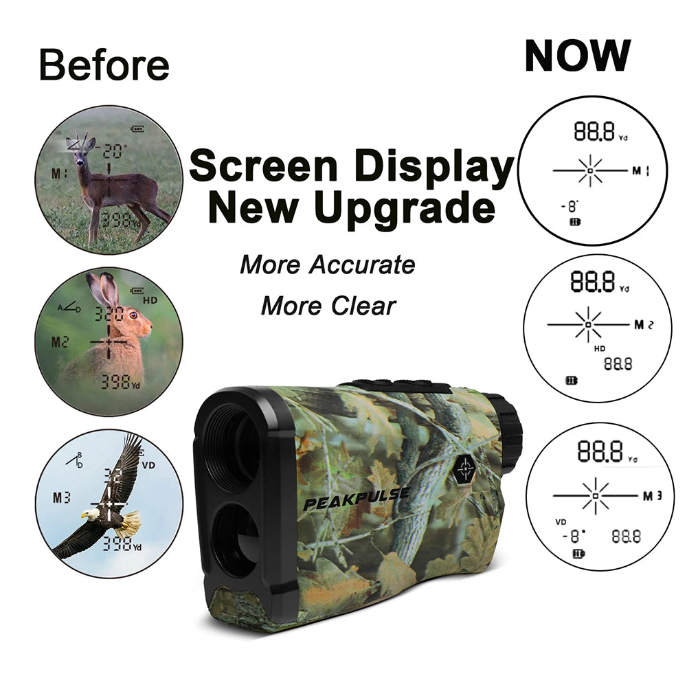 PEAKPULSE 1300 Yards Laser Range Finder for Hunting Waterproof 6X Rangefinder Height Angle Horizontal Distance Meter for Hiking