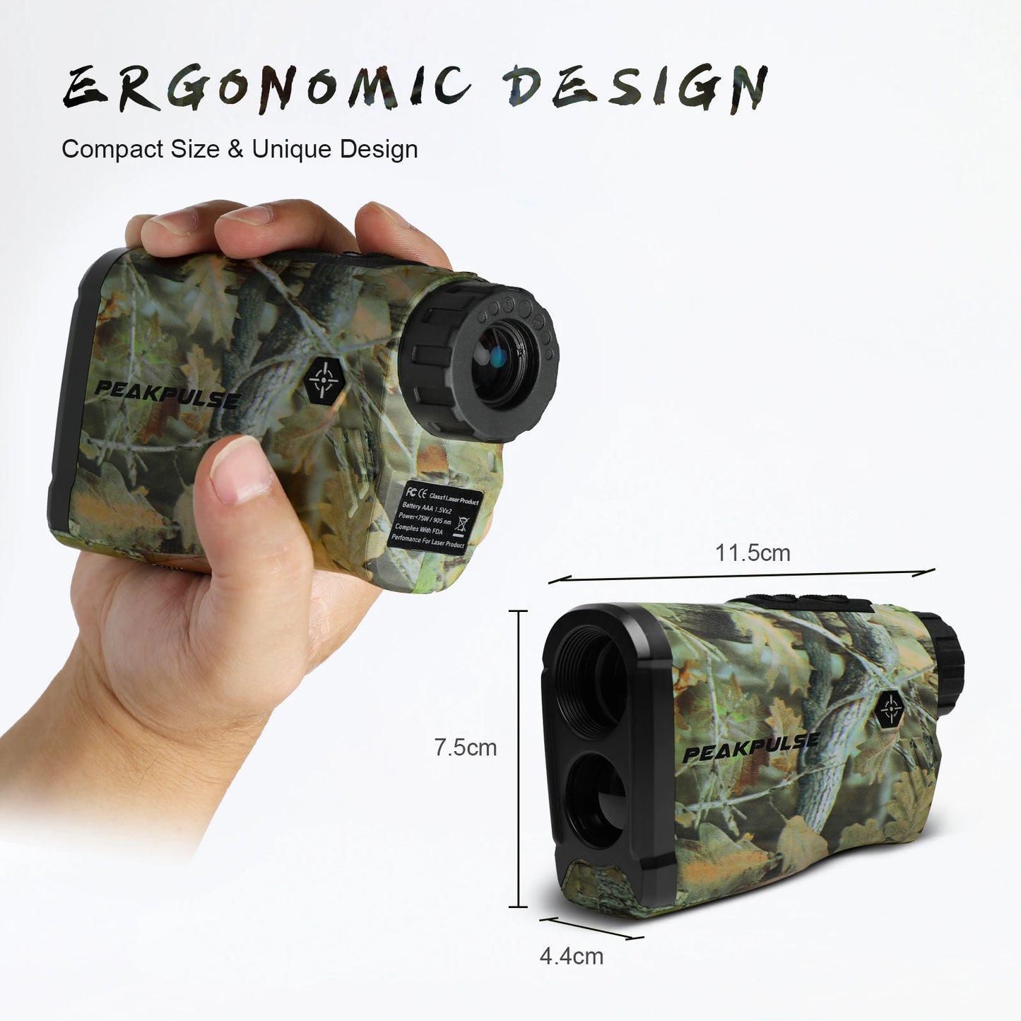 PEAKPULSE 1300 Yards Laser Range Finder for Hunting Waterproof 6X Rangefinder Height Angle Horizontal Distance Meter for Hiking