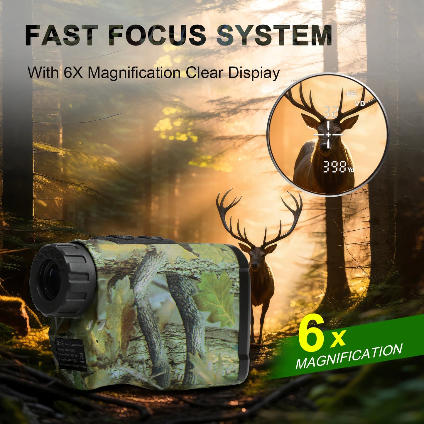 PEAKPULSE 1300 Yards Laser Range Finder for Hunting Waterproof 6X Rangefinder Height Angle Horizontal Distance Meter for Hiking