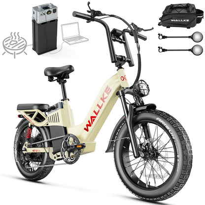 Wallke H7 ULTRA Portable Power Station Ebike 4000W 37MPH Fast Electric Bike for Adults 48V 55Ah Long Range Ebike Torque Sensor
