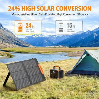 Portable Solar Generator 500W with Solar Panel 100W, Portable Power Station 500W AC Outlet, Solar Panels 21.5V 5.5A, Customized