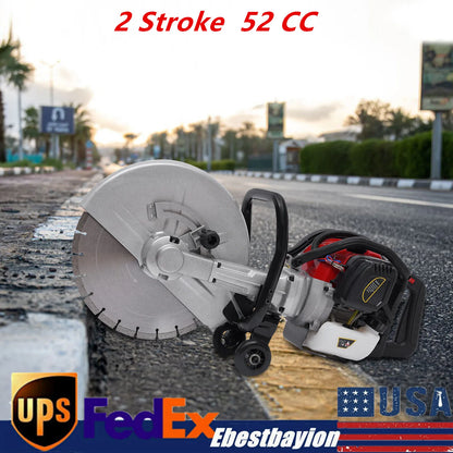 Gas Powered Cement Wet Dry Masonry Concrete Cut Off Saw 1400W 52CC Circular Saws With 350Mm Blade Adjustable Cutting Depth