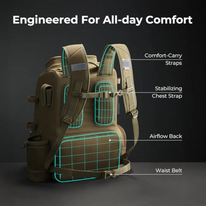 Ice Fishing Jacket Bundle with 52L Fishing Tackle Backpack with Rod Holders 4 Tackle Boxes Waterproof Nylon Outerwear Charcoal