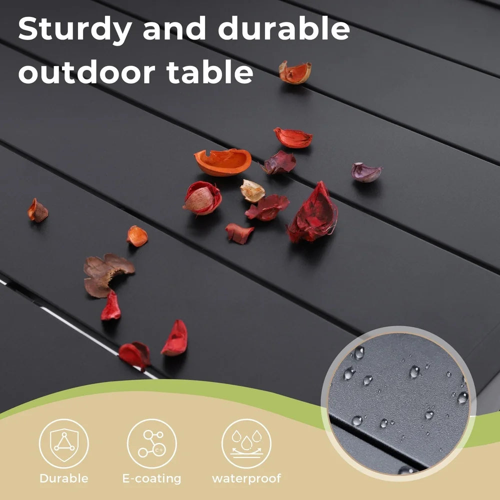 7-Piece Outdoor Dining Set with 6 Textilene Chairs and Metal Steel Rectangle Table Patio BBQ Gatherings