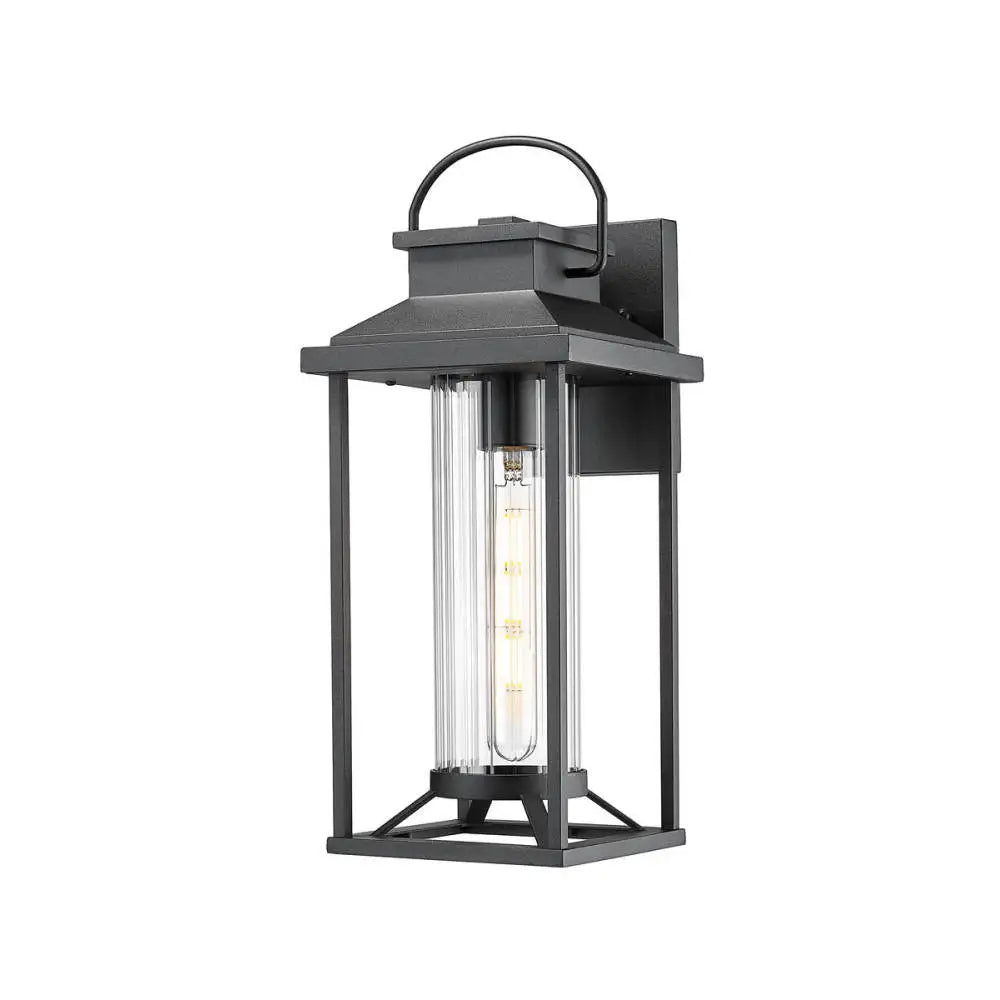 Outdoor Porch Lights, Textured Black Exterior Lighting Fixtures Wall Mount, Modern Outdoor Wall Sconce Lantern (1 pack)