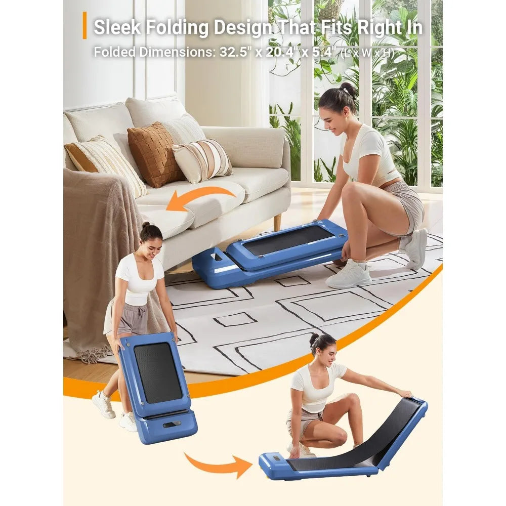 Compact Foldable Treadmill for Desk Use, Home Office Fitness Equipment, Stylish Design, No Assembly Required, Space-Saving Under