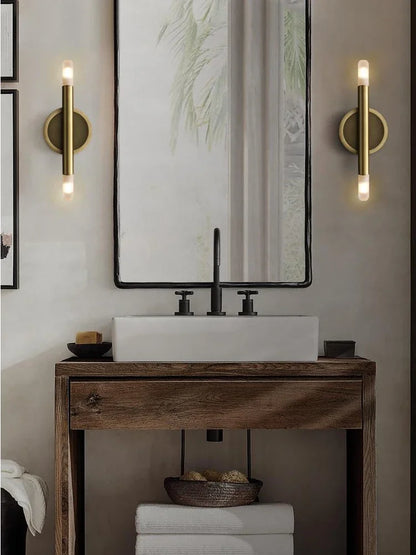 Industrial Style All Copper Light Luxury G4 Line Wall Lamp Living Room Corridor Foyer Bedroom Bedside Creative Mirror Headlight
