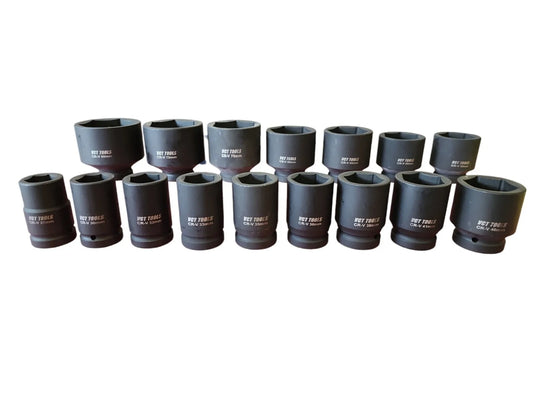 Hand Tool Sets16 Piece Metric Deep Impact Socket Set 1 Inch Drive Jumbo Size Professional Tool Kit for Heavy Duty Use