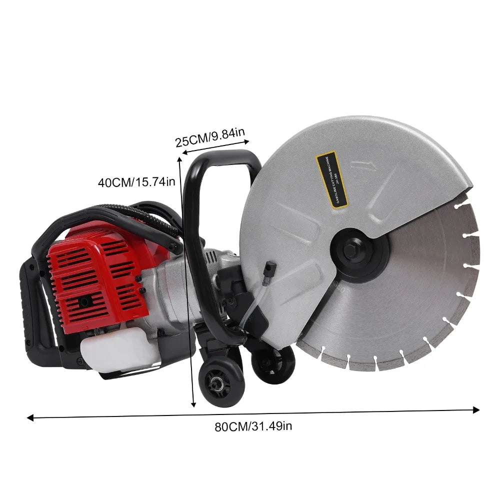 Gas Powered Cement Wet Dry Masonry Concrete Cut Off Saw 1400W 52CC Circular Saws With 350Mm Blade Adjustable Cutting Depth