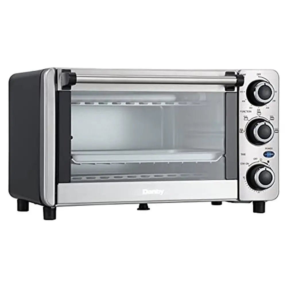 Toaster Oven Stainless Steel 4 Slice 0.4 cu ft/12L Toast Bake Broil Keep Warm 1100W Powerful Heating Mechanical Control Knobs