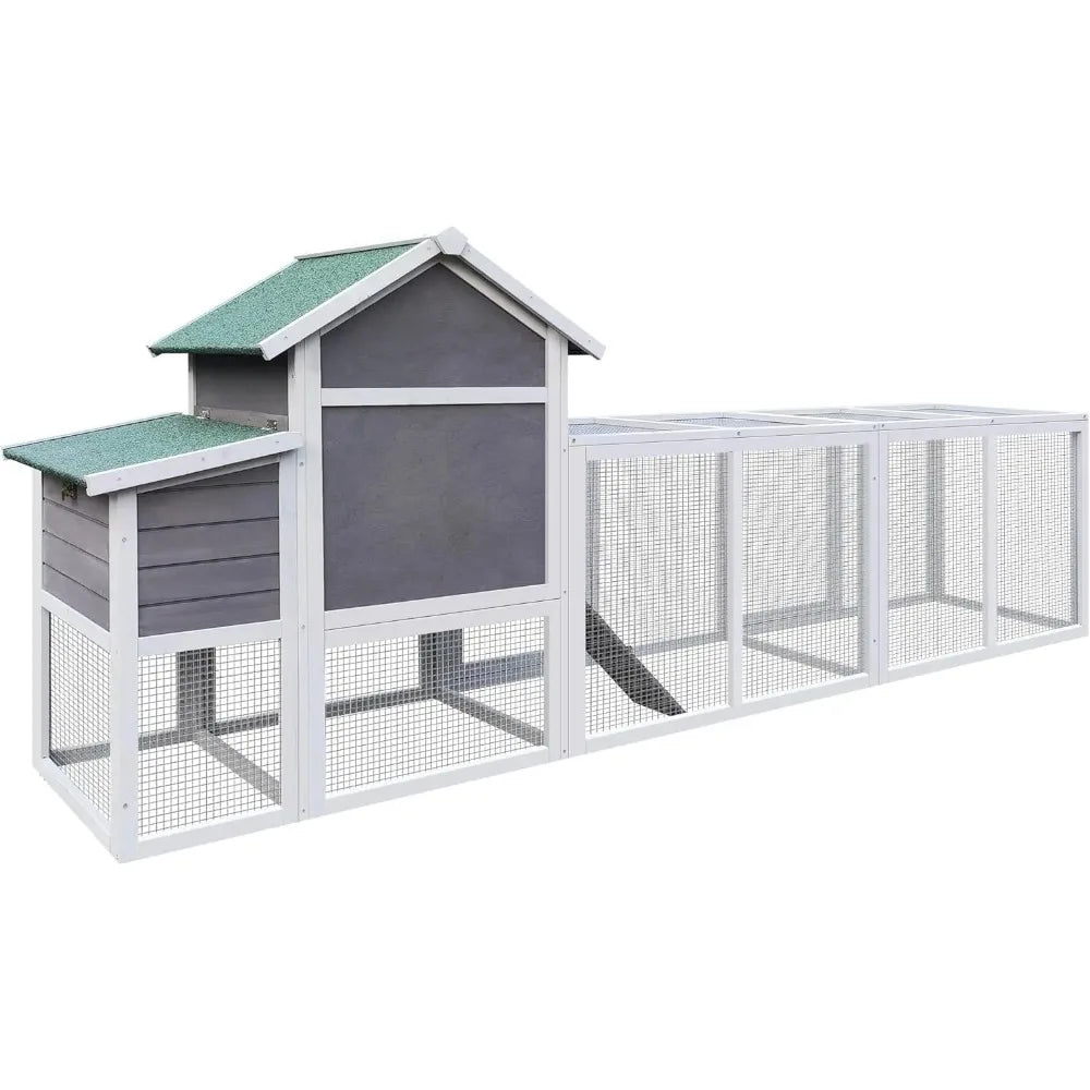 122" large chicken coop with run for 3-5 chickens, duck hen house with nesting box and ramp, rabbit hutch wooden pet cage for ya