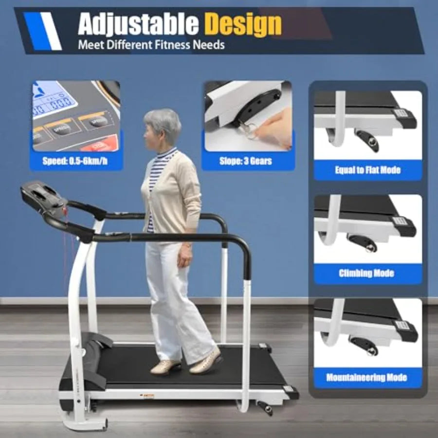Treadmill with InclineFoldable Walking Treadmill with with Full Length Handrails and Heart Rate Measurement Recovery Fitness Eq