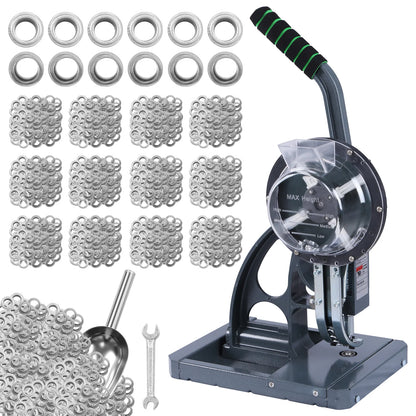 Semi-Automatic Eyelet Rivet Press with 5000Pcs Metal Eyelets Buckle Making Machine 10mm for Fabric Leather Banners DIY Projects