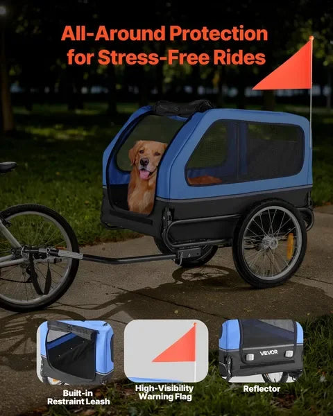 Dog Bike Trailer, Supports up to 88 lbs, Pet Cart Bicycle Carrier for Small & Large Dogs, Easy Folding Frame with Quick