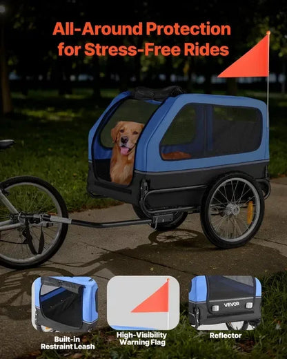 Dog Bike Trailer, Supports up to 88 lbs, Pet Cart Bicycle Carrier for Small & Large Dogs, Easy Folding Frame with Quick