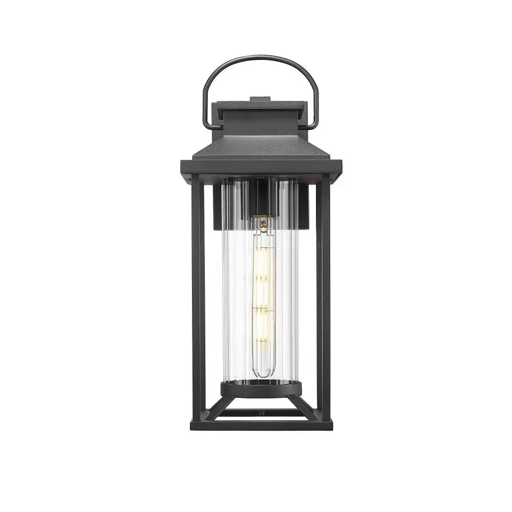 Outdoor Porch Lights, Textured Black Exterior Lighting Fixtures Wall Mount, Modern Outdoor Wall Sconce Lantern (1 pack)