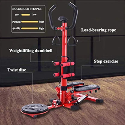 Multifunktions Indoor Stair Stepper Adjustable Climbing Machine Quiet Fitness Exercise Machine Folding Pedal Exerciser with Arm