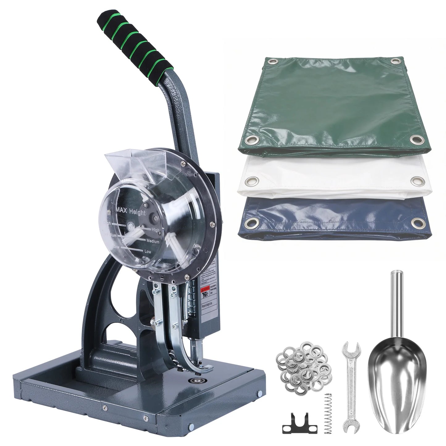 Semi-Automatic Grommet Machine Heavy Duty Hand Press Eyelet Grommet Machine Puncher Eyelet Tool with 5000PCS Grommet 10mm
