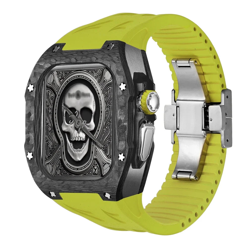 Modification Kit Carbon Fiber Case For Apple Watch Ultra 2 49mm Fluororubber Strap Luxury Mod Kit for iWatch Ultra 49MM