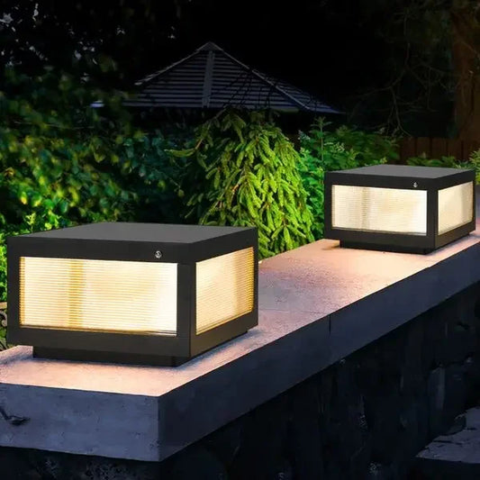 12' Black Solar Powered LED Post Light, Modern Outdoor LED Fence Light for Pathways, Decks, and Patios (2-Pack)